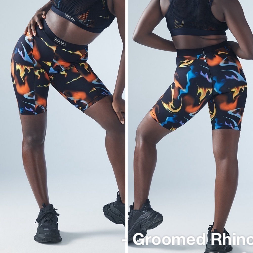 Savage x Fenty Black Caviar Up N Flames High Waist Athletic Shorts Size L